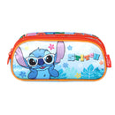 Estojo Duplo Stitch Disney Angel Roxo Azul 100 Pens Escolar Infantil Lilo Stitch Organizador Resistente