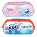 Estojo Duplo Stitch Disney Angel Roxo Azul 100 Pens Escolar Infantil Lilo Stitch Organizador Resistente