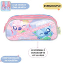 Estojo Duplo Stitch Disney Angel Roxo Azul 100 Pens Escolar Infantil Lilo Stitch Organizador Resistente