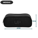 Kit Mochila De Costas e Estojo Duplo UP4YOU Preto Escolar Juvenil Volta as Aulas Resistente Espaçosa