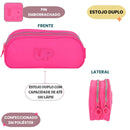 Estojo Duplo UP4YOU Escolar Juvenil 100 Pens Organizador Resistente Volta As Aulas Espaçosa Estudos