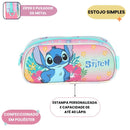 Kit Mochila De Costas e Estojo Simples Rosa Stitch Disney Escolar Infantil Volta As Aulas Meninas Estudos