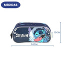 Kit Mochila De Costas e Estojo Duplo Stitch Disney Escolar Azul Infantil Lilo Stitch Estudos Volta As Aulas
