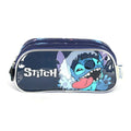 Estojo Triplo Stitch Disney 90 Pens Azul Preto Infantil Escolar Lilo Stitch Volta As Aulas Organizador