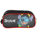 Estojo Triplo Stitch Disney 90 Pens Azul Preto Infantil Escolar Lilo Stitch Volta As Aulas Organizador
