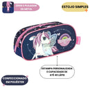 Kit Mochila De Costas e Estojo Simples Unicórnio UP4YOU Azul Escolar infantil Meninas Volta As Aulas Resistente