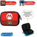 Estojo Box Super Mario Escolar 100 Pens Organizador 36 Elásticos Volta As Aulas Resistente Estudos