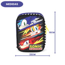 Estojo Box Sonic Azul Preto Escolar Gamer 100 Pens Organizador 36 Elástico Resistente Volta As Aulas