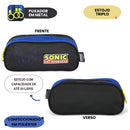 Estojo Triplo Sonic Juvenil Menino Volta as Aulas Escolar Game Nintendo Organizador 50 Pens
