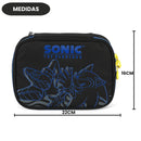 Estojo Box Sonic Azul Preto Escolar Infantil Gamer 100 Pens 36 Elásticos Organizador Resistente Estudos