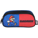 Estojo Triplo Super Mario Bros Azul Infantil Escolar 150 Pens Nintendo Gamer Resistente Organizador
