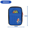 Estojo Box Super Mario Bros Azul Preto Escolar 100 Pens Organizador 36 Elásticos Volta As Aulas