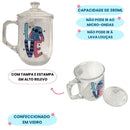 Caneca de Vidro 380ML Com Tampa Stitch Angel e Love Presente Leite Chá Café Disney Ponto Criativo