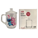 Caneca de Vidro 380ML Com Tampa Stitch Angel e Love Presente Leite Chá Café Disney Ponto Criativo