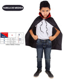 Fantasia Capa Preta Dracula Infantil Halloween Vampiro Festa Terror Menino Gola Alta Diversão