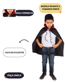 Fantasia Capa Preta Dracula Infantil Halloween Vampiro Festa Terror Menino Gola Alta Diversão