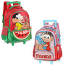 Mochila de Rodinha Infantil Turma da Mônica Magali Carrinho Volta as Aulas Menina Criança Escolar IC41346MN Ponto Criativo