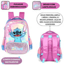 Kit Mochila De Costas e Estojo Box Stitch Disney Holográfico Roxo Escolar Infantil Volta As Aulas Estudos