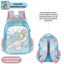 Kit Mochila De Costas e Estojo Box 100 Pens Amigos Da Hello Kitty Cinnamoroll Infantil Escolar Azul