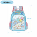Kit Mochila De Costas e Estojo Box 100 Pens Amigos Da Hello Kitty Cinnamoroll Infantil Escolar Azul