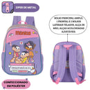 Kit Mochila De Costas e Estojo Simples Turma Da Mônica Amigas Inseparáveis Roxo Infantil Escolar Volta As Aulas
