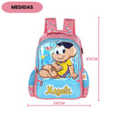 Kit Mochila De Costas e Estojo Box 100 Pens Magali Turma Da Mônica Azul Infantil Passeio Viagem Estudos