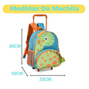 Kit Mochila de Carrinho Mala de Rodinhas Dinossauro Verde Lancheira Térmica Infantil Masculino Megalomania