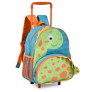 Kit Mochila de Carrinho Mala de Rodinhas Dinossauro Verde Lancheira Térmica Infantil Masculino Megalomania