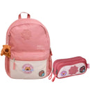Kit Mochila De Costas e Estojo Duplo Rosa Capivara Fofinha Infantil Escolar Volta As Aulas Estilosa Estudos Clio