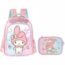 Kit Mochila De Costas e Estojo Box Amigos Da Hello Kitty My Melody Rosa Infantil Escolar Passeio Viagem
