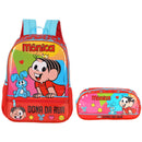 Kit Mochila De Costas e Estojo Simples Turma Da Mônica Dona Da Rua Infantil Escolar Viagem Estudos Passeio