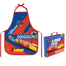 Kit Pasta Escolar Infantil Com Alça e Avental Carros Disney Volta As Aulas Resistente Arte Criativo