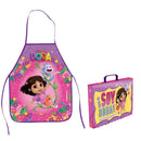 Kit Pasta Escolar Infantil Com Alça e Avental PEVA Dora Aventureira Menina Resistente Arte Criativo