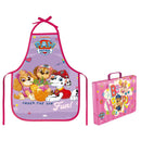 Kit Pasta Escolar Infantil Com Alça e Avental PVC Patrulha Canina Resistente Arte Criativo Durável