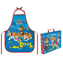 Kit Pasta Escolar Infantil C/Alça e Avental PVC Patrulha Canina Meninos Resistente Criativo Durável