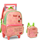 Kit Mochila De Carrinho e Lancheira Térmica Moranguinho Infantil Escolar Menina Volta As Aulas
