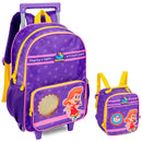 Kit Mochila De Carrinho e Lancheira Térmica Roxa 3 Palavrinhas Desenho Música Youtube Infantil Meninas Volta As Aulas