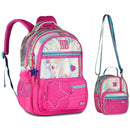 Kit Mochila De Costas e Lancheira Térmica Holográfica Rebecca Bonbon Rosa Feminino Escolar Juvenil