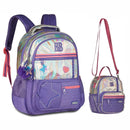 Kit Mochila de Costas e Lancheira Térmica Roxo Holográfico Rebecca Bonbon Escolar Volta as Aulas Juvenil Youtuber