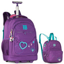 Kit Mochila De Carrinho e Lancheira Térmica Rebecca Bonbon Roxa Feminino Juvenil Volta As Aulas Estudos