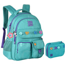 Kit Mochila De Costas e Estojo Box Rebecca Bonbon Verde Feminino Escolar Juvenil Estiloso Volta As Aulas