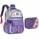 Kit Mochila De Costas e Estojo Box 100 Pens Holográfico Rebecca Bonbon Roxo Juvenil Escolar Feminino Clio