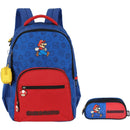 Kit Mochila De Costas e Estojo Triplo Super Mario Bros Azul Nintendo Infantil Gamer Escolar Volta As Aulas