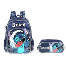 Kit Mochila De Costas e Estojo Duplo Stitch Disney Escolar Azul Infantil Lilo Stitch Estudos Volta As Aulas