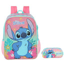 Kit Mochila De Costas e Estojo Simples Rosa Stitch Disney Escolar Infantil Volta As Aulas Meninas Estudos
