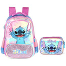 Kit Mochila De Costas e Estojo Box Stitch Disney Holográfico Roxo Escolar Infantil Volta As Aulas Estudos