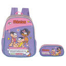 Kit Mochila De Costas e Estojo Simples Turma Da Mônica Amigas Inseparáveis Roxo Infantil Escolar Volta As Aulas