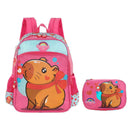 Kit Mochila de Costas e Estojo Box Capivara Rosa Escolar Feminino Volta as Aulas Juvenil Resistente  Organização