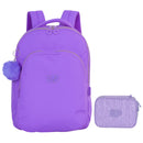Kit Mochila De Costas e Estojo Box UP4YOU Roxo Juvenil Estiloso Feminino Escolar Resistente Volta As Aulas