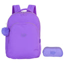 Kit Mochila De Costas e Estojo Duplo UP4YOU Roxo Feminino Juvenil Escolar Resistente Volta As Aulas